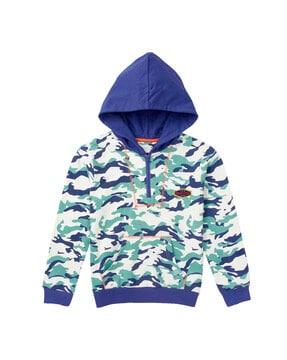camouflage print hoodie with kangaroo pocket