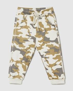 camouflage print joggers with drawstrings