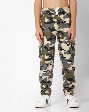 camouflage print joggers with flap pockets