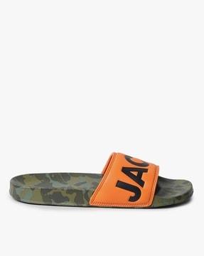 camouflage print open-toe slides