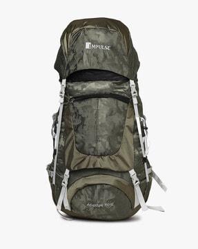 camouflage print rucksack with adjustable shoulder straps