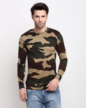 camouflage print slim fit crew-neck t-shirt