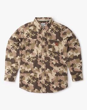camouflage print slim fit shirt