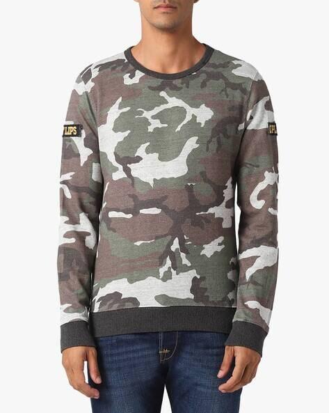 camouflage print slim fit sweatshirt