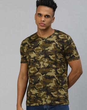 camouflage print slim fit t-shirt