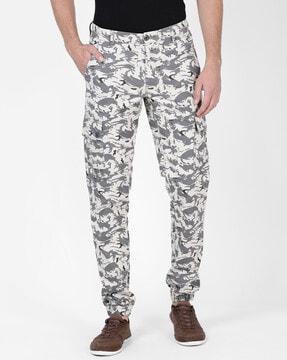 camouflage print slim tapered cargo pants