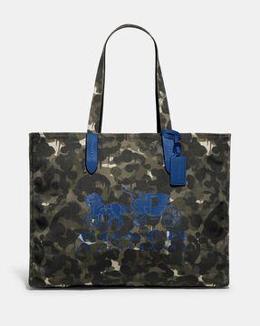 camouflage print tote 42 bag with horse & carriage logo