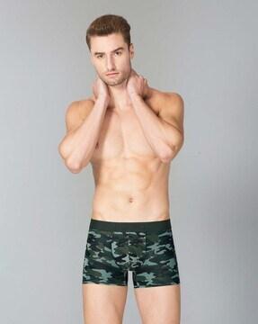 camouflage print trunks with elasticated waist