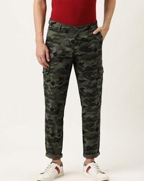camouflage printed slim fit cargo pants