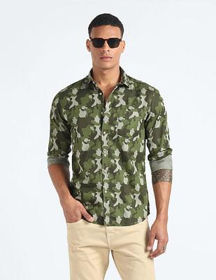 camouflage twill slim fit shirt