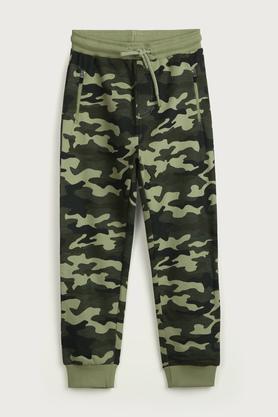 camouflage cotton regular fit boys joggers - olive