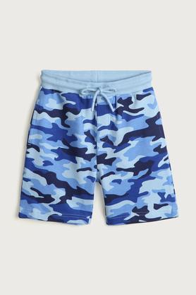 camouflage cotton regular fit boys shorts - blue