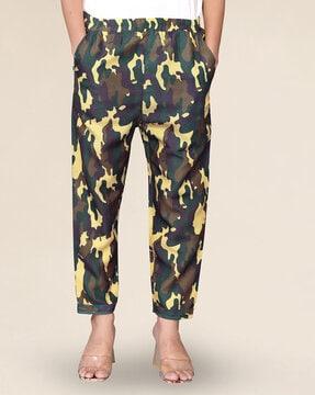 camouflage flat-front pants