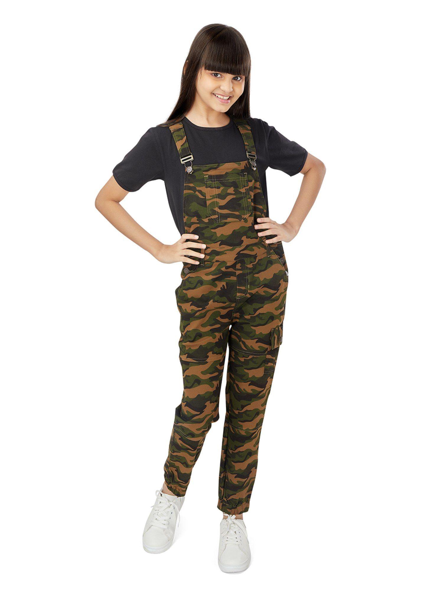 camouflage joggers dungaree - girls