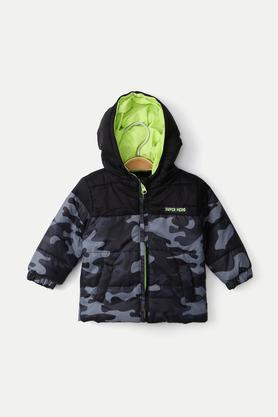 camouflage polyester hood infant boys jacket - black