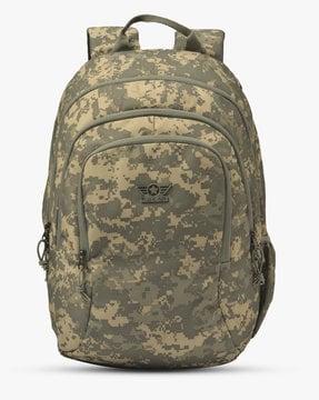 camouflage print backpack with adjustable shoulder straps