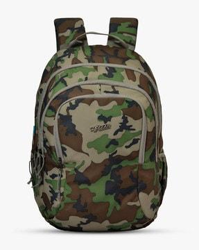 camouflage print backpack with adjustable shoulder straps