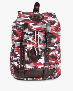 camouflage print backpack with buckle closures