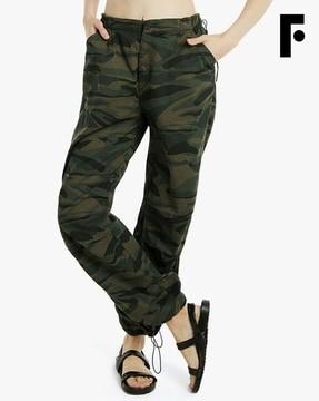 camouflage print baggy fit pants