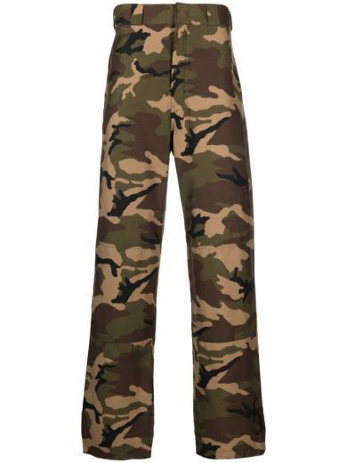 camouflage print cotton trousers