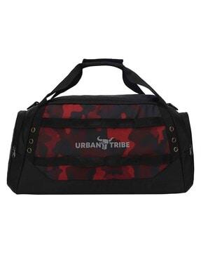 camouflage print duffle bag