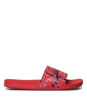 camouflage print flat slides