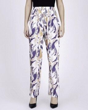 camouflage print high-rise pants