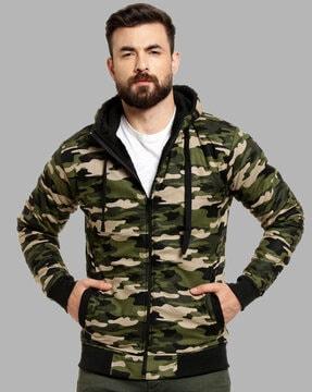 camouflage print hooded jacket