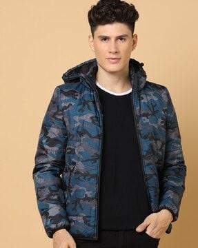 camouflage print hooded jacket