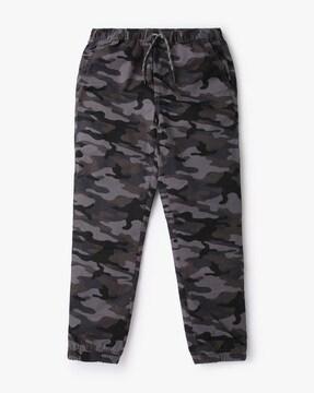camouflage print joggers with drawstring waist