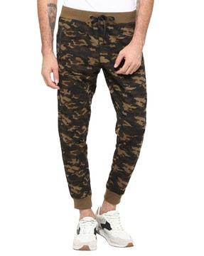 camouflage print joggers with drawstring waist