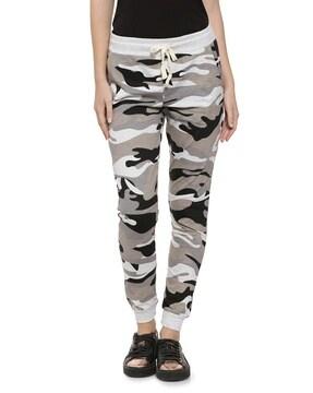 camouflage print joggers with drawstring