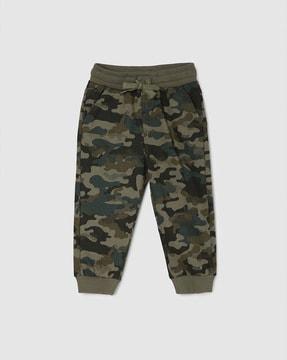 camouflage print joggers with drawstring