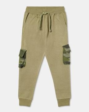 camouflage print joggers with drawstrings