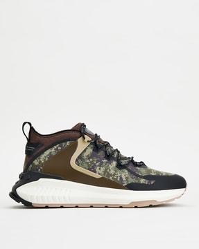 camouflage print lace-up sneakers