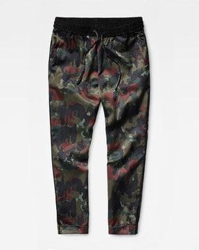 camouflage print pants with elasticated drawstring waist