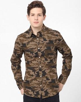 camouflage print regular fit shirt