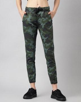 camouflage print relaxed joggers with drawstring waist