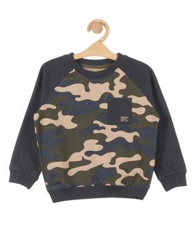 camouflage print round-neck sweatshirt
