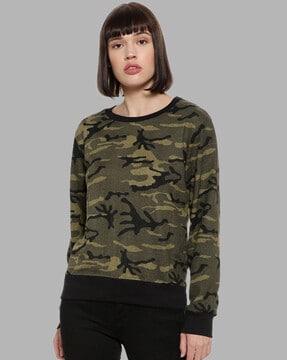 camouflage print round-neck sweatshirt