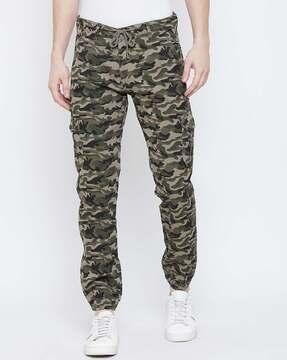 camouflage print slim fit cargo joggers