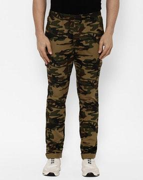 camouflage print slim fit cargo pants