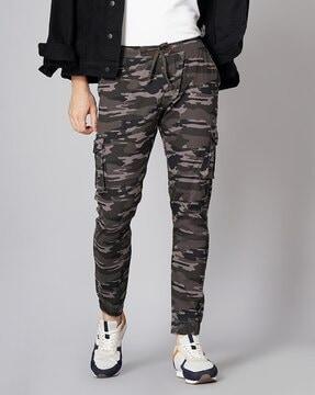 camouflage print slim fit cargo pants