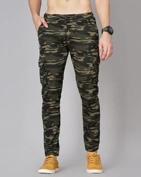 camouflage print slim fit cargo pants