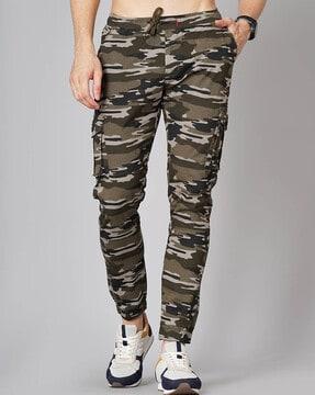 camouflage print slim fit cargo pants