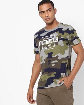 camouflage print slim fit crew-neck t-shirt