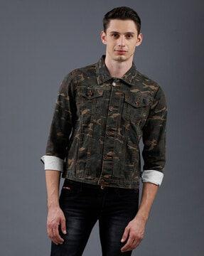 camouflage print slim fit jacket