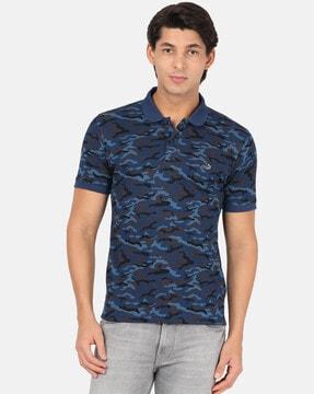 camouflage print slim fit polo t-shirt