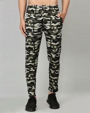 camouflage print straight track pants