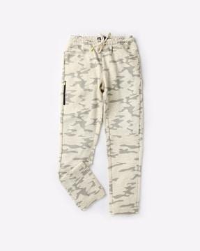 camouflage print trousers with drawstring